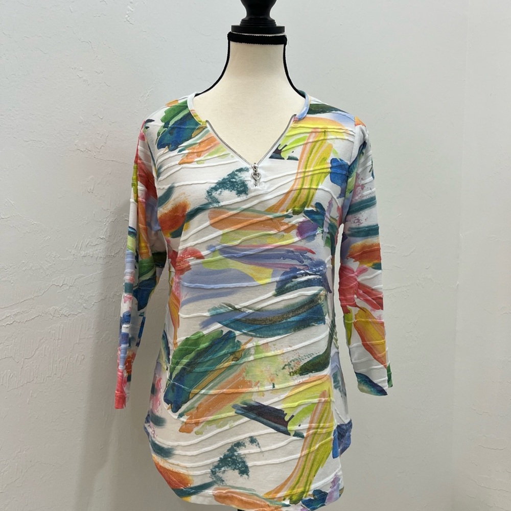 Cubism Women Top Boho Size‎ M Colorful Fun Textured Artsy